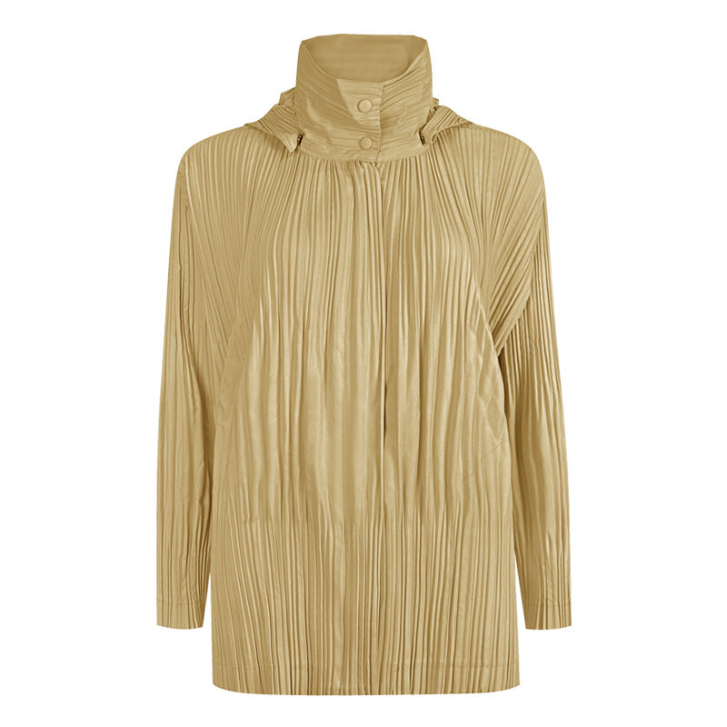 Solid Color Outerwear Shirt Women Detachable Hat Short Hood Windbreaker Casual Short Coat Women