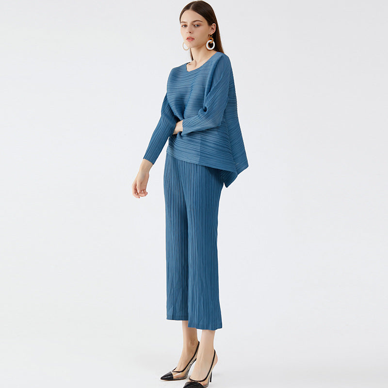 Two-Piece Suit Women's Suit Women's round Neck Top Long Sleeve Casual Pants Two-Piece Suit