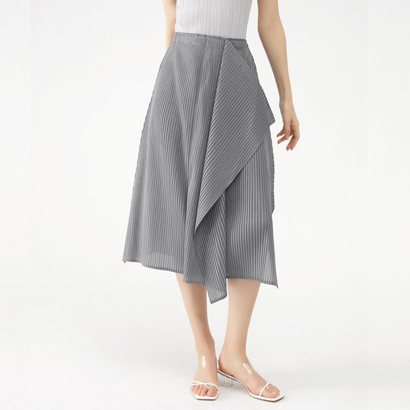 Waist Slit Patchwork Skirt Women's Slimming A- line Midi Dress Women