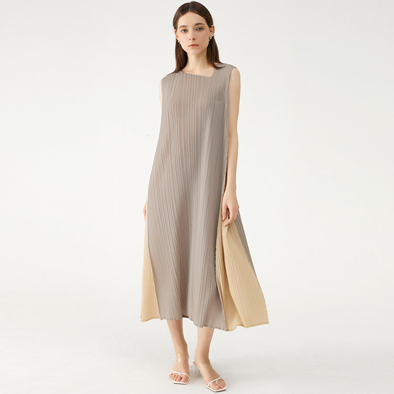 Solid Color Commute Slim-Fit Contrast Colors Dress Loose Slimming Dress Women