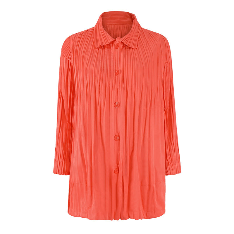 Trench Coat Women's Coat Small Loose Student Short Khaki Solid Color Pleated Coat for Women