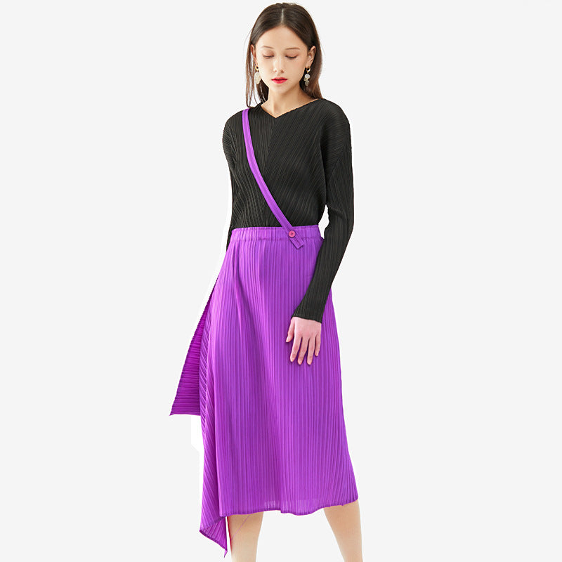 Versatile Casual Slim-Fit Half-Length Draped Dress Female Temperament Midi Skirt