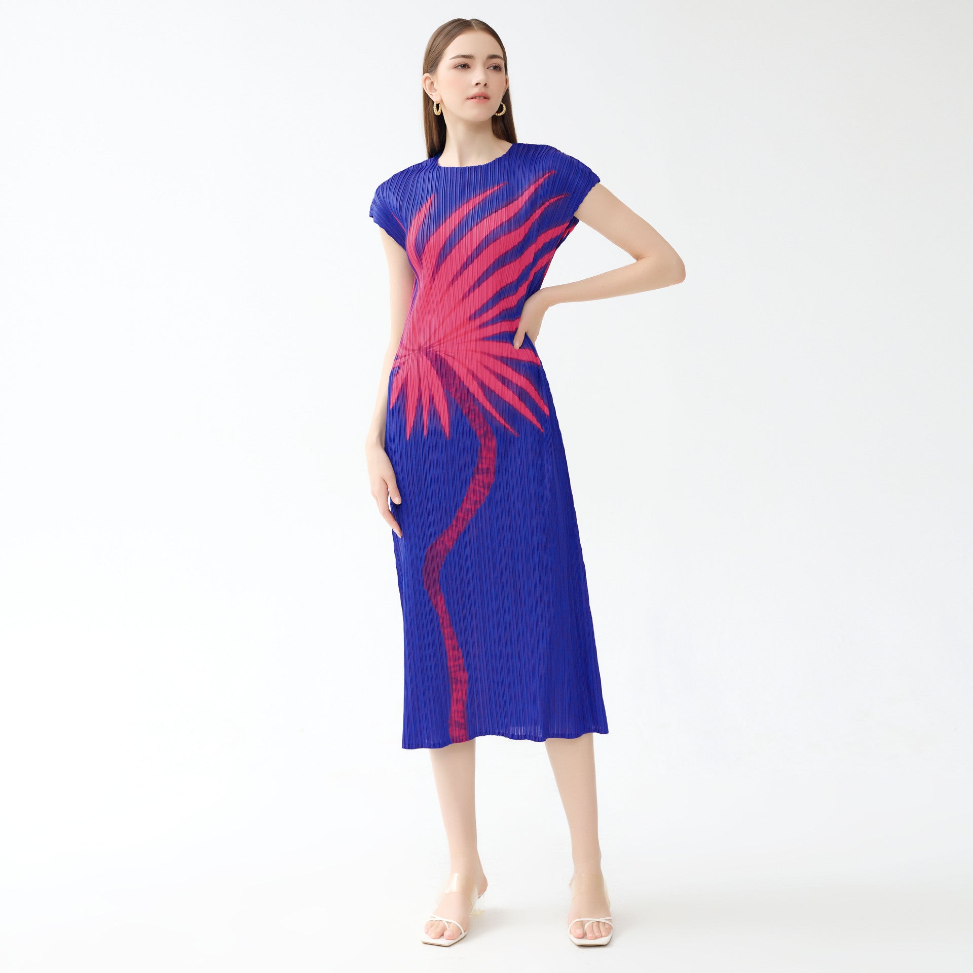 Skirt Cross-Border plus Size Dress Printed round Neck A- line Skirt