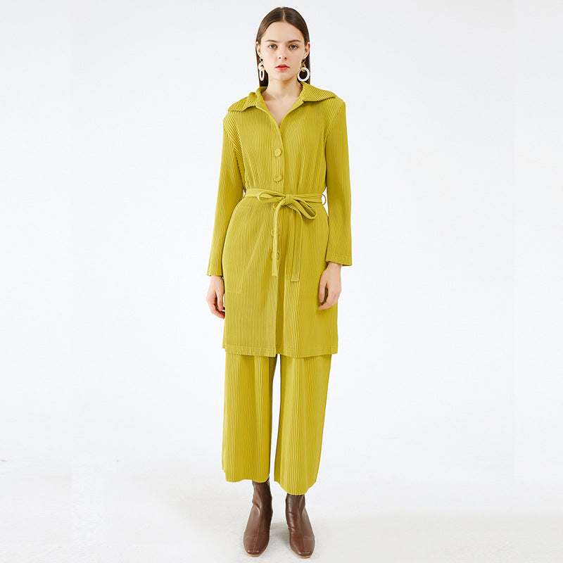 Skirt Suit Two-Piece Women's Slim-Fit Thickened Coat Casual Pants Pleated Suit Women