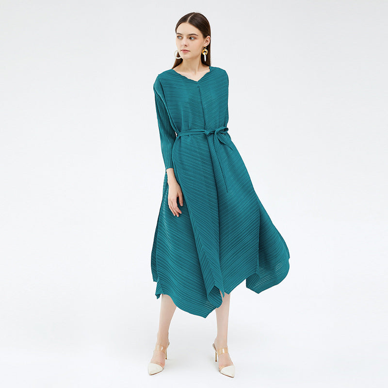 Women's Middle East Super Large Loose Design Irregular Cinched Long Sleeve Dress Skirt