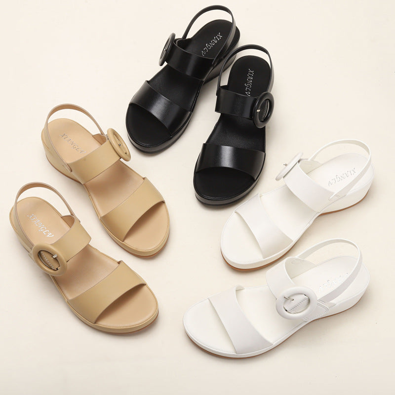 Women's Fashionable and Comfortable Wedge Flat Casual Sandals Platform Mid Heel