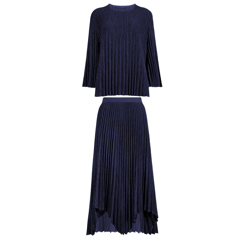 Woolen Suit Skirt Women's Age-Reducing Warm Irregular Skirt Solid Color Knitted Two-Piece Suit