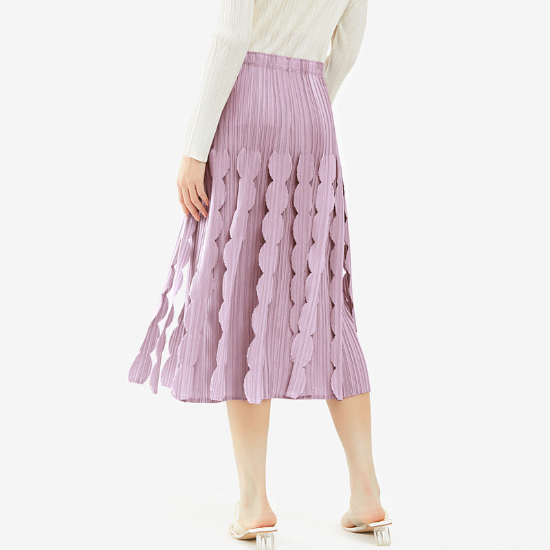 Women's Skirt Pure Color All-Matching Waist Midi Skirt Oversized Pleated Skirt Casual