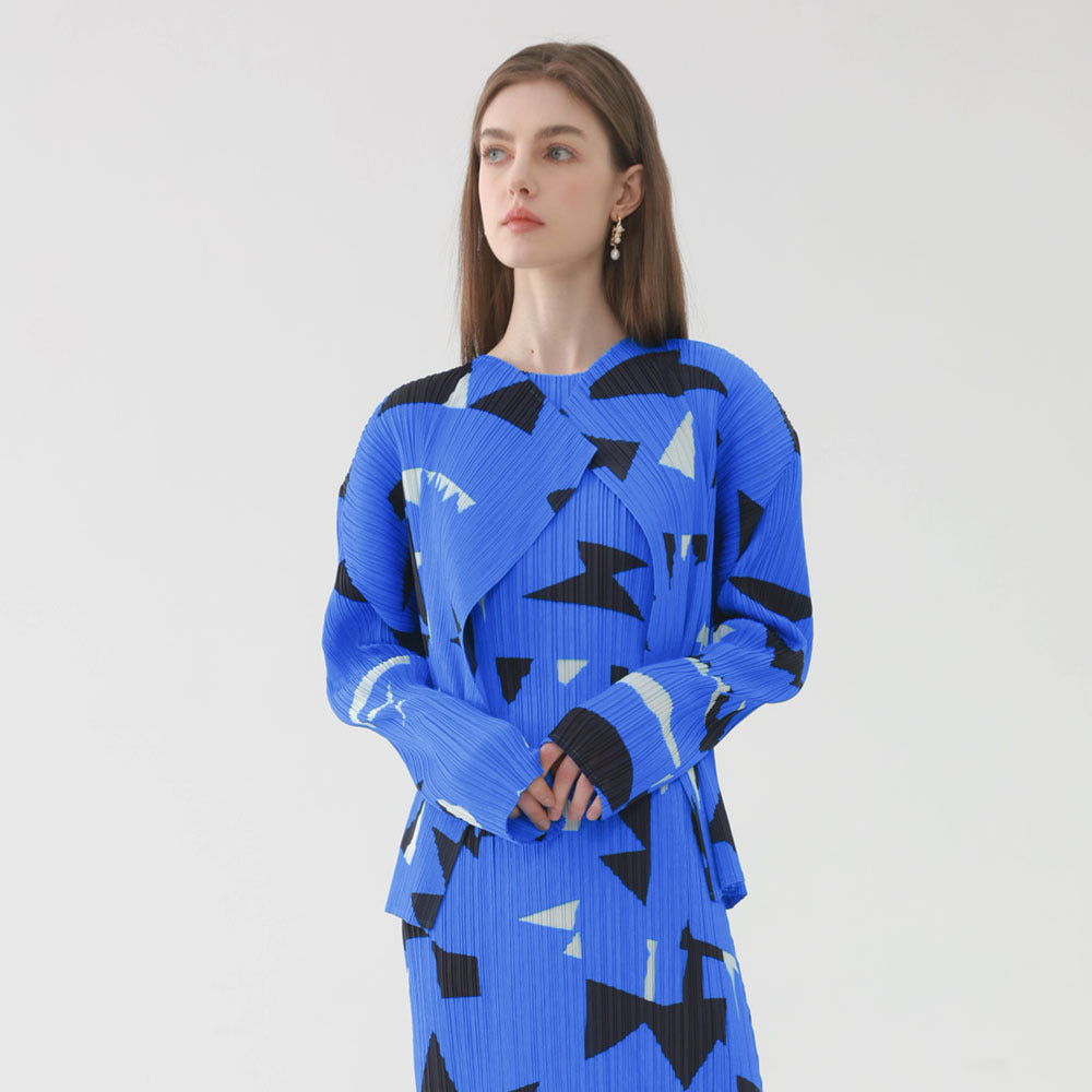 Women's Outer Buckle-Free Coat, Lightweight Fabric Cardigan Model Top, All-Matching Square Printed Small Coat