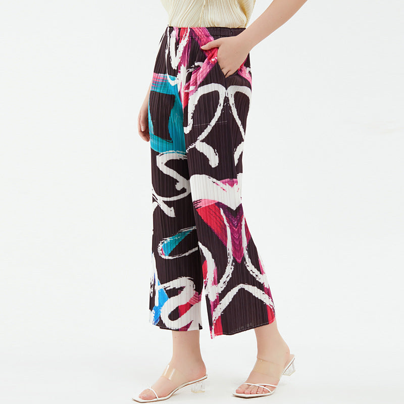 Waist Drooping Straight Pants Printed Casual Slimming Trousers Graffiti Baggy Pants Children