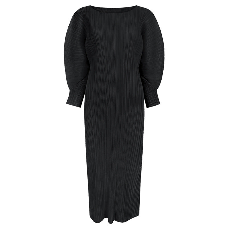 Simple Comfort and Casual Dress Women's Slim Fit Slimming Long Sleeves Mid-Length Skirt A- Line Skirt