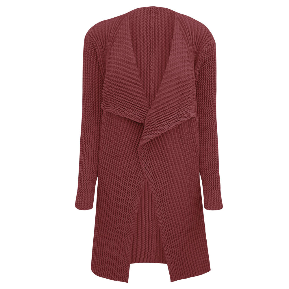 Women's Buckle-Free Long-Sleeved Classic Style Knitwear Coat Mid-Length Thickened Shawl