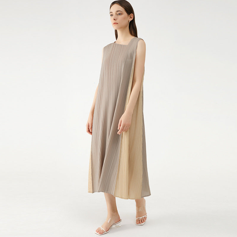 Solid Color Commute Slim-Fit Contrast Colors Dress Loose Slimming Dress Women