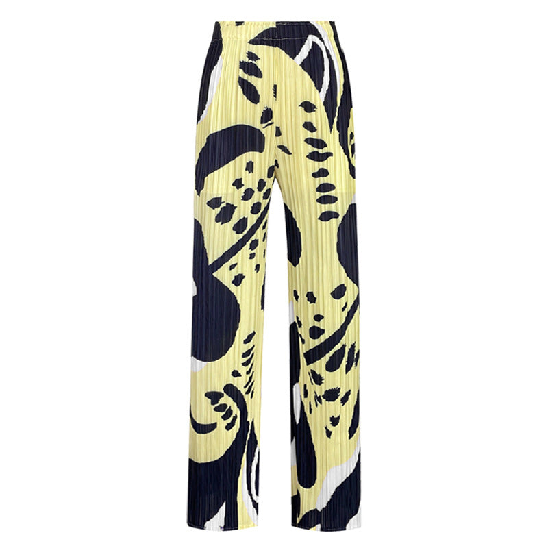 Straight-Leg Pants Women's Double Flower Japanese Style Simple Waist Wide Leg Loose Slimming Casual Pants