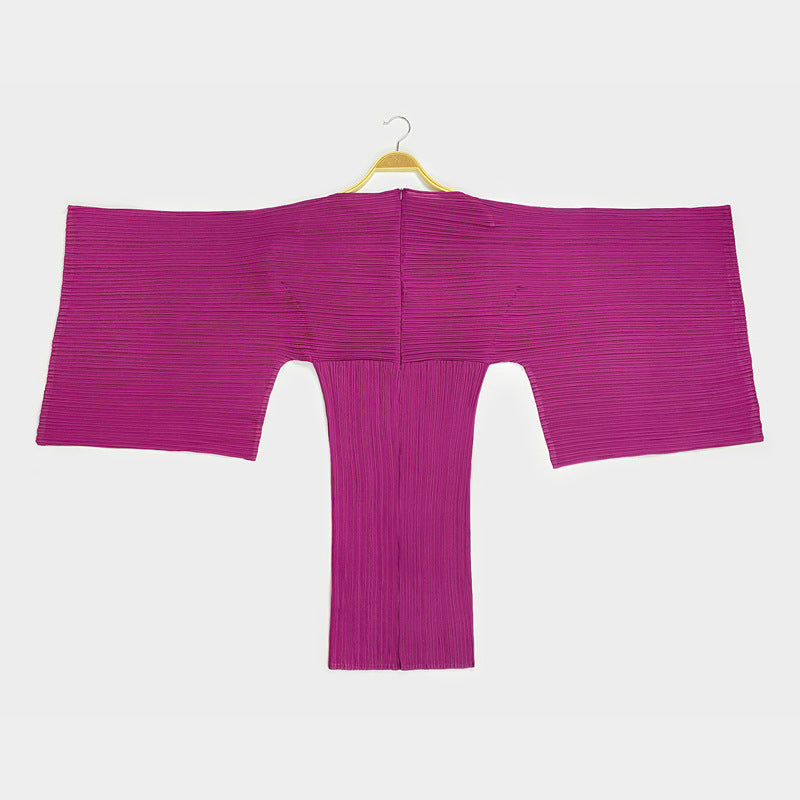 Solid Color and V-neck Dress Women's Middle East Loose Sleeve Midi Dress