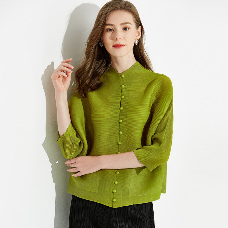 Women's All-Match Solid Color Cardigan Long-Sleeved Shirt Easy Matching Coat Breasted Shirt