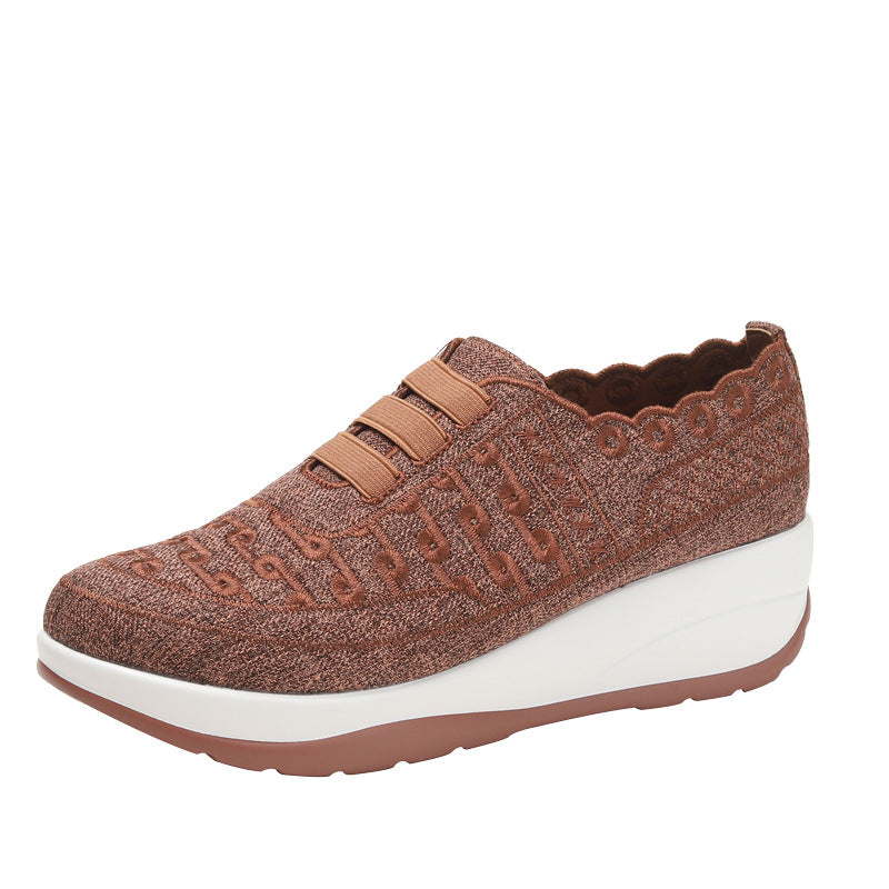 Fly Woven Mesh Slip-on Women's Shoes Season Soft Bottom Breathable Light Casual Shoes