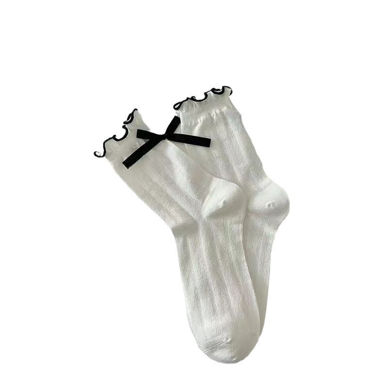 6 Pairs / Socks Black White Gray Lace