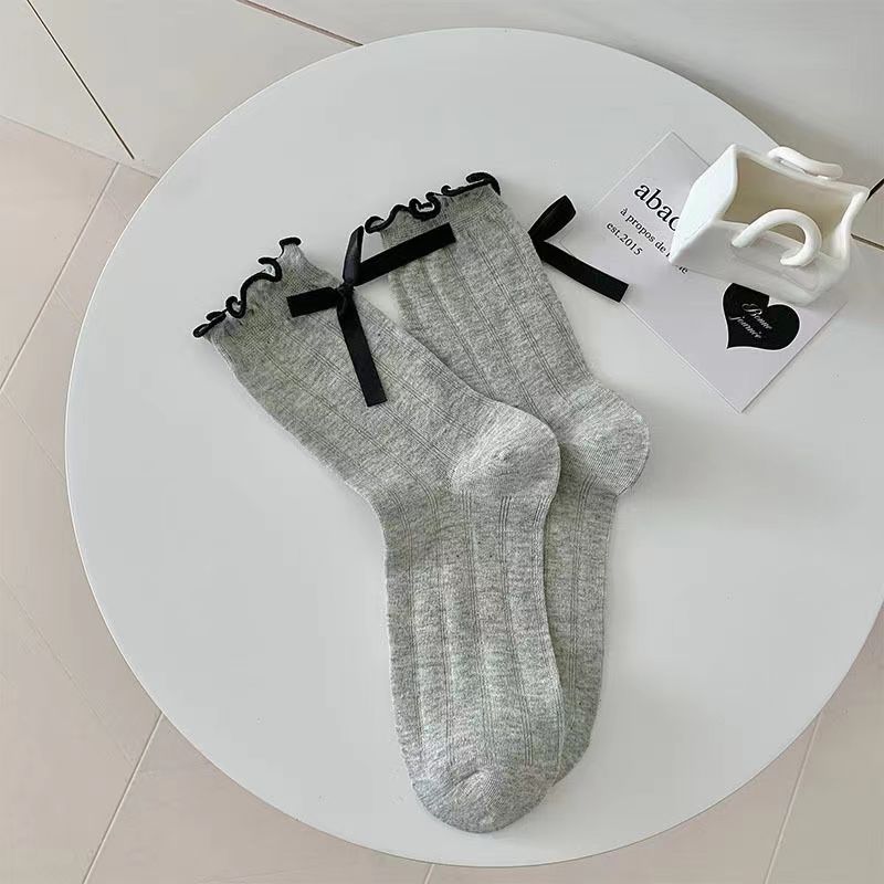 6 Pairs / Socks Black White Gray Lace