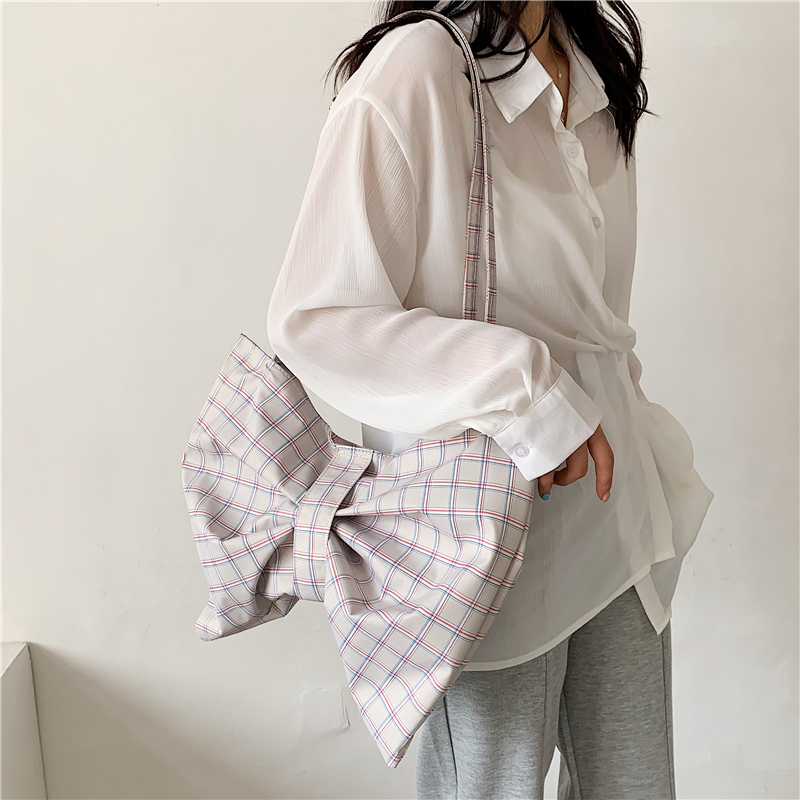 Personality Bow Tote Bag, Large Capacity Crossbody Bag, One Shoulder Cloth Bag, Student Canvas Bag