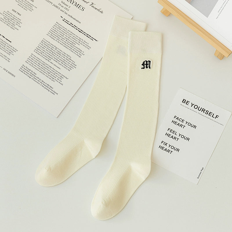 [2 Pairs] College Style All-Match Embroidery Calf Socks Spring and Summer Selected Boutique
