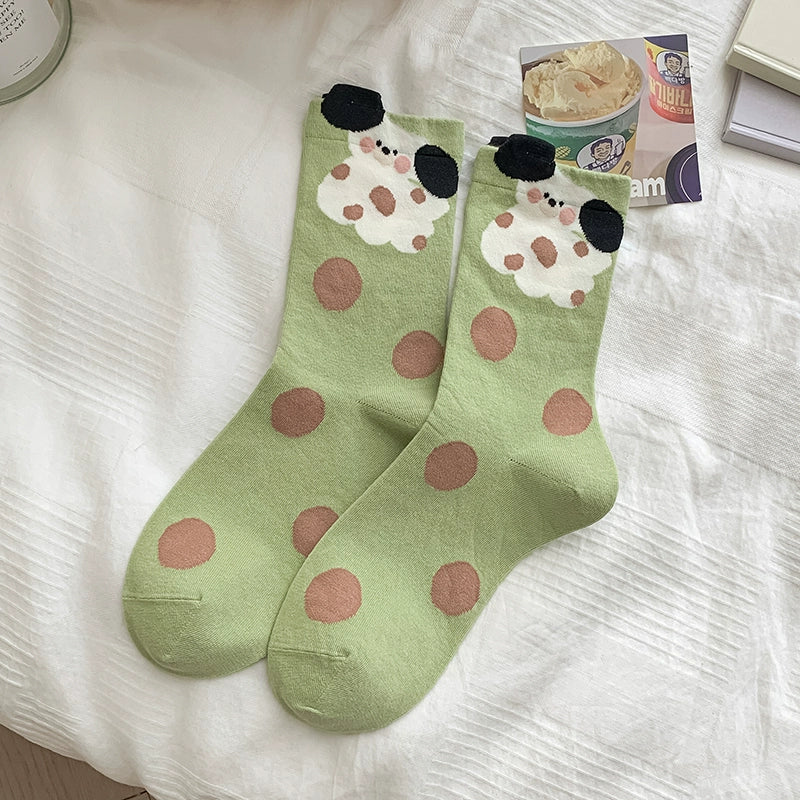 [5 Pairs] Spring and Summer Three-Dimensional Cartoon Thin Japanese Soft and Adorable Wear