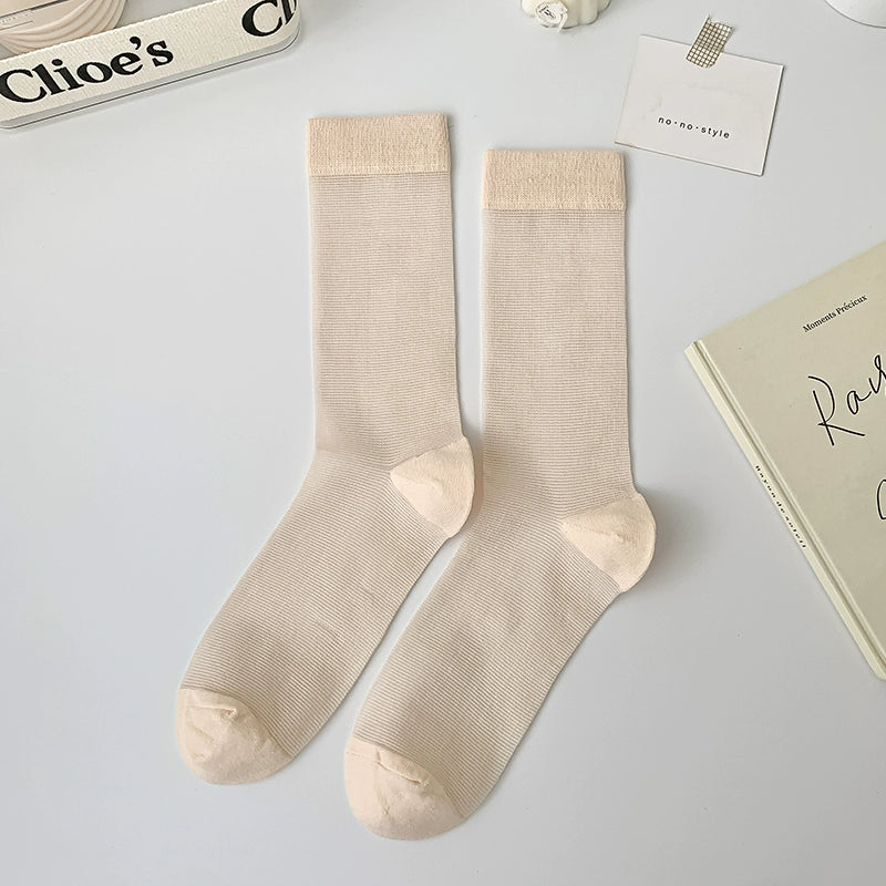 [4 Pairs] Thin Fine Mesh Breathable Leg Slimming Girlish Style Summer