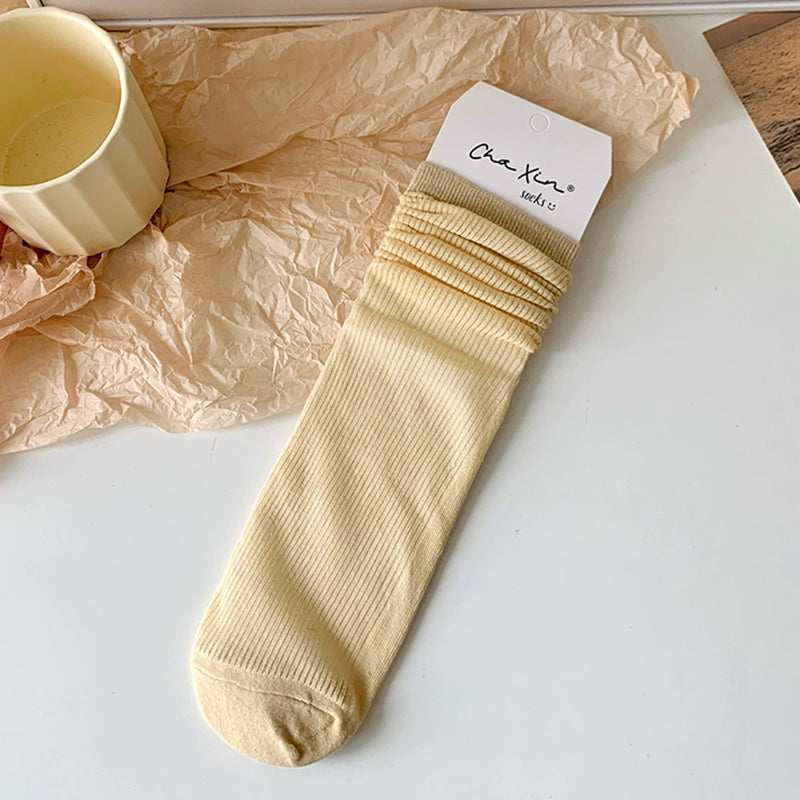 [4 Pairs] Thin Breathable Gentle Little Sister Solid Color Wear