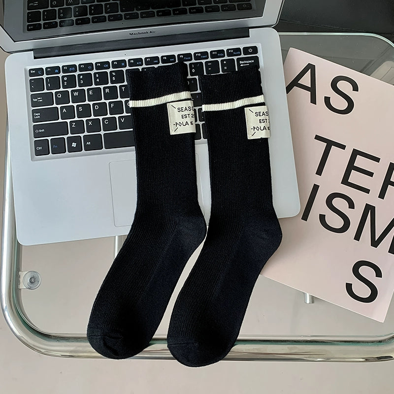 [3 Pairs] Three-Color Wool Heel Cloth Label Spring and Summer Soft Glutinous Simple and Comfortable Fashion Middle Wow