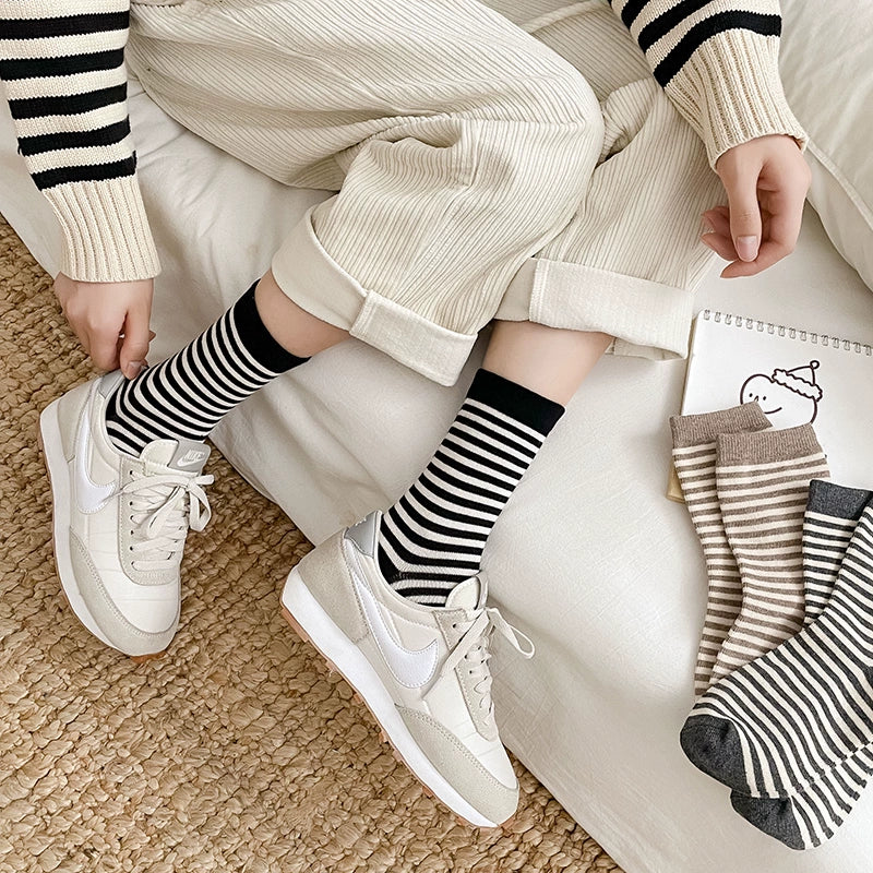 [2 Pairs] Spring and Summer Classic Striped Pure Cotton Comfortable Breathable and Fashionable