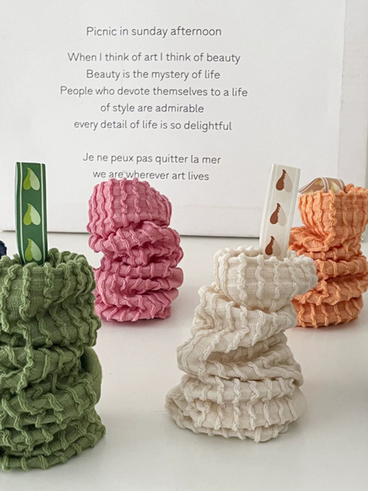 [6 Pairs] Little Red Book Recommendation Dopamine Color Waffle Love Macaron Ribbon Fairy Pure Cotton