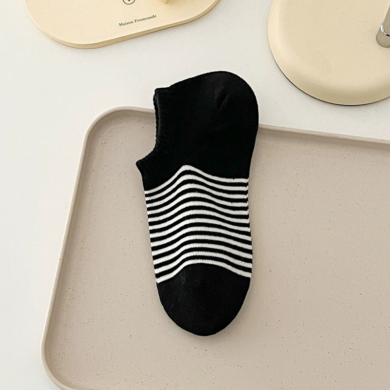 [3 Pairs] Thin Summer Stripes Control Simple and Happy Socks