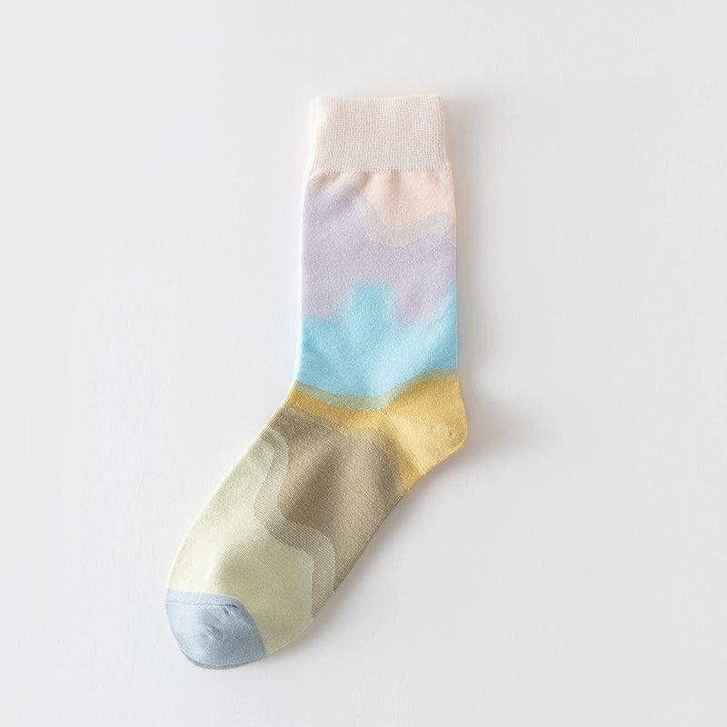 [5 Pairs] Spring and Summer Sunset Glow Bright Color Series Bright Pure Cotton