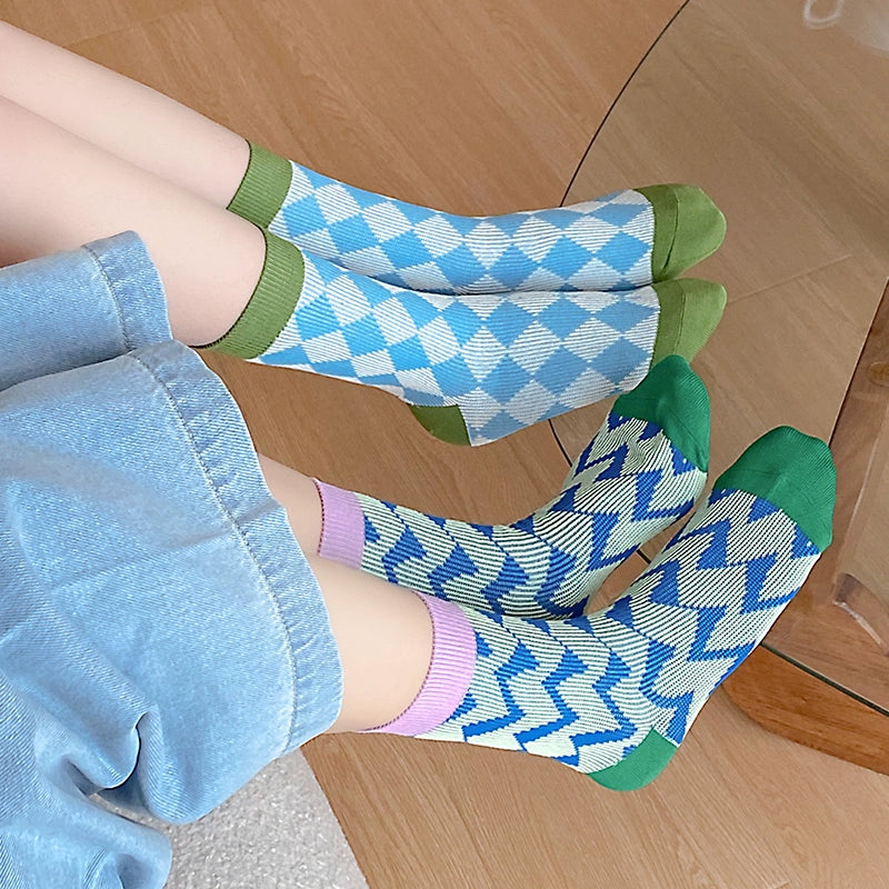 [3 Pairs] Happy to Wear Spring and Summer Thin Breathable Double Needle Style to Express Your Mood