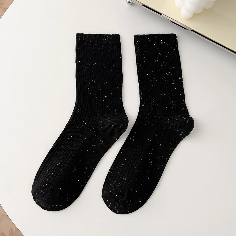 [5 Pairs] Spring and Summer NEPs Yarn Simple and Elegant Tube Socks