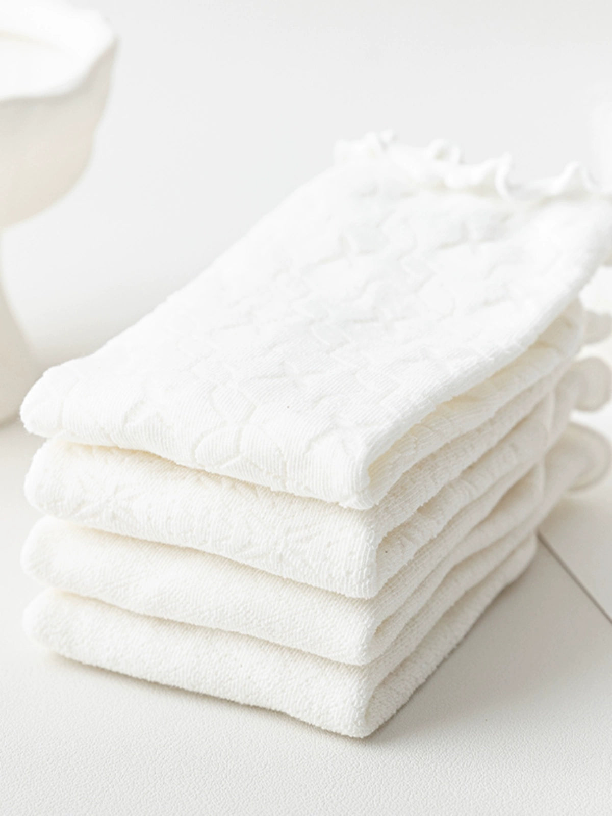 [3 Pairs] Spring and Summer Thin Breathable Lace JK Pure Cotton Material White Matching Skirt Mary Jane Shoes