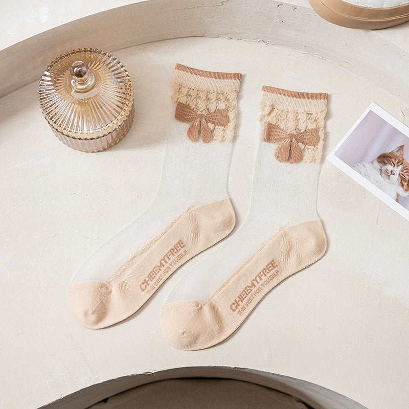 [5 Pairs] Spring and Summer Thin Kanekalon Transparent Honey Plaid Flower Breathable