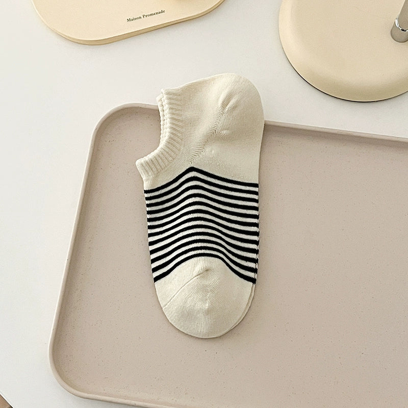 [3 Pairs] Thin Summer Stripes Control Simple and Happy Socks