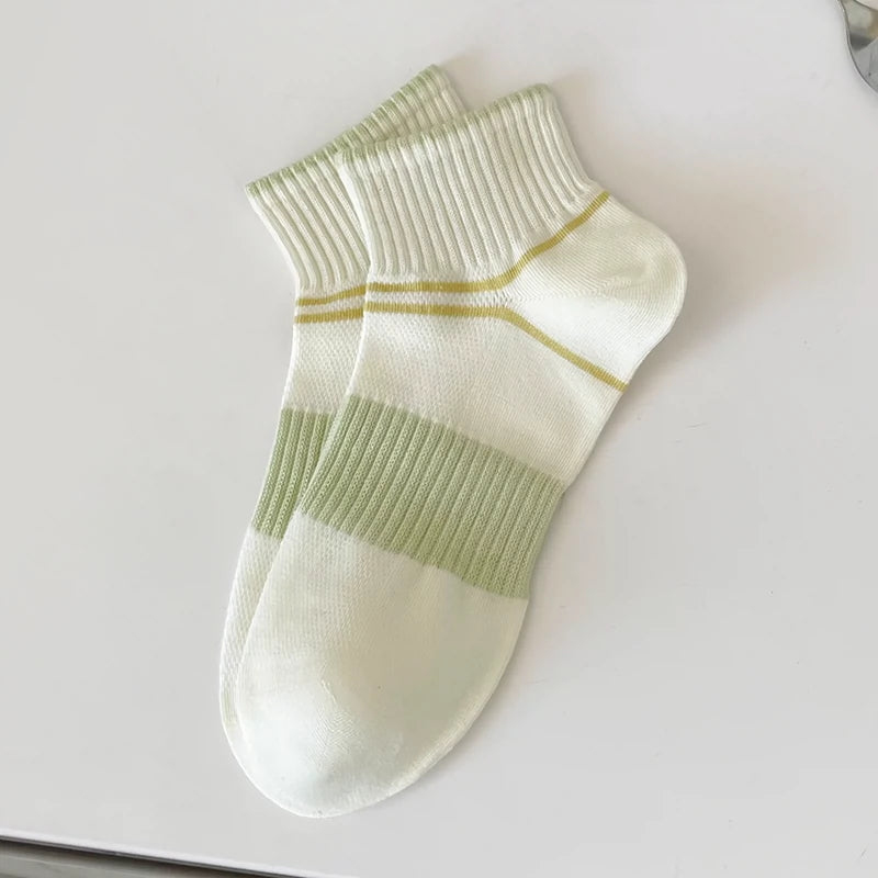 [5 Pairs] Make Your Every Day Full of Good Mood Spring and Summer Thin Breathable Pure Cotton