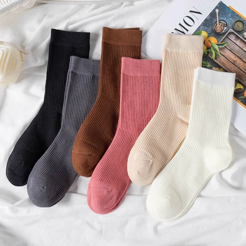 [5 Pairs] Spring and Summer Mid-Calf What! You Haven't Bought It Yet! Pure Cotton Fabric Is Comfortable and Breathable!