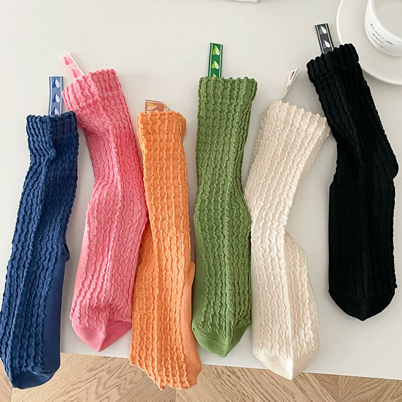 [6 Pairs] Little Red Book Recommendation Dopamine Color Waffle Love Macaron Ribbon Fairy Pure Cotton