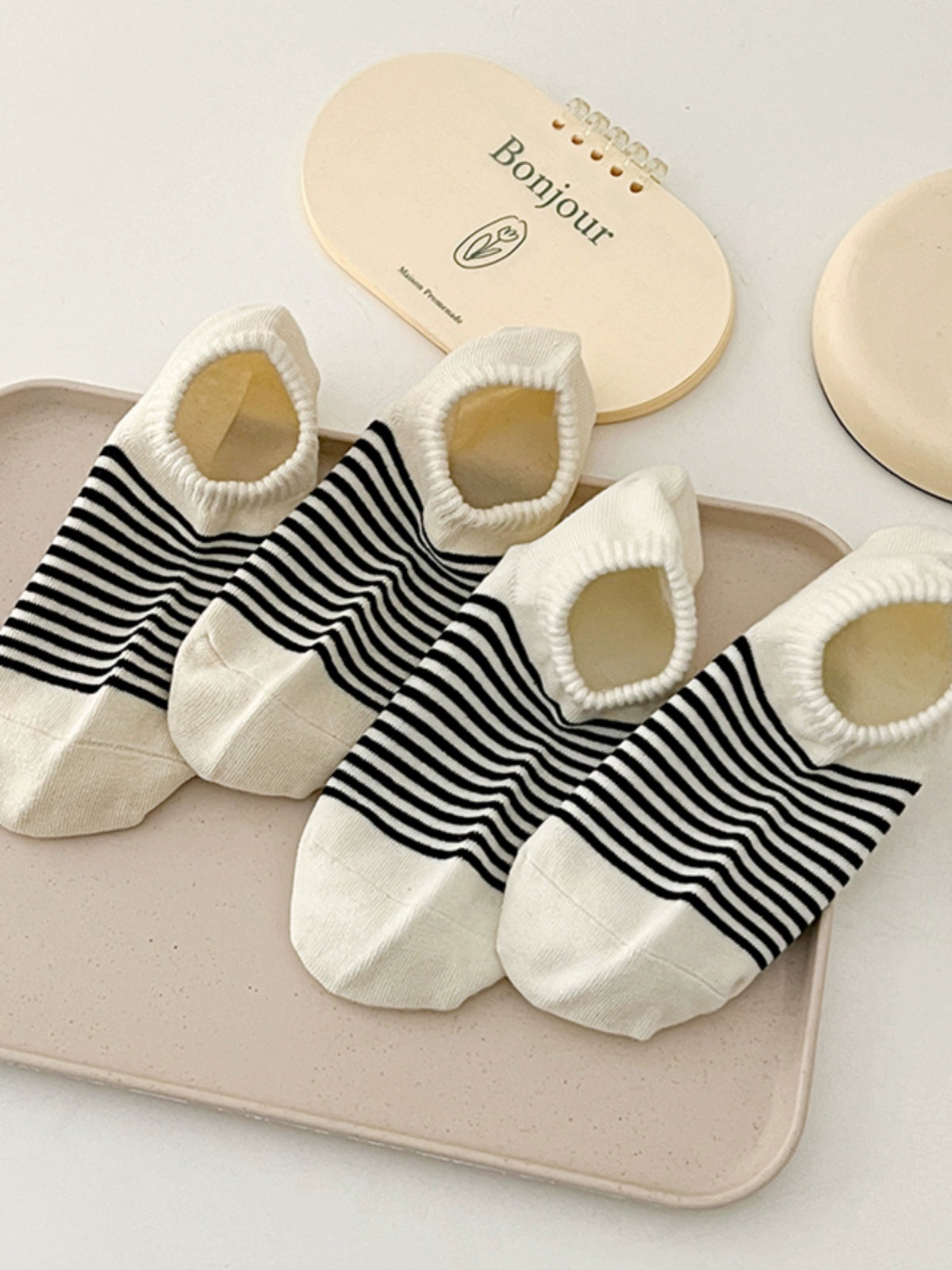 [3 Pairs] Thin Summer Stripes Control Simple and Happy Socks