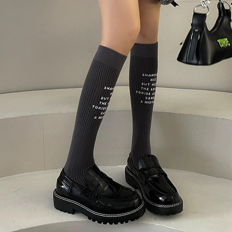 Spring and Summer Letters Calf Socks Simple and Generous