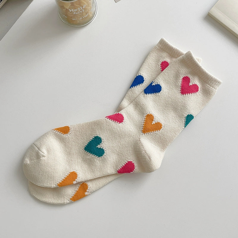 [2 Pairs] Spring and Summer Colored Loving Heart College Style Sweet Love Sweet