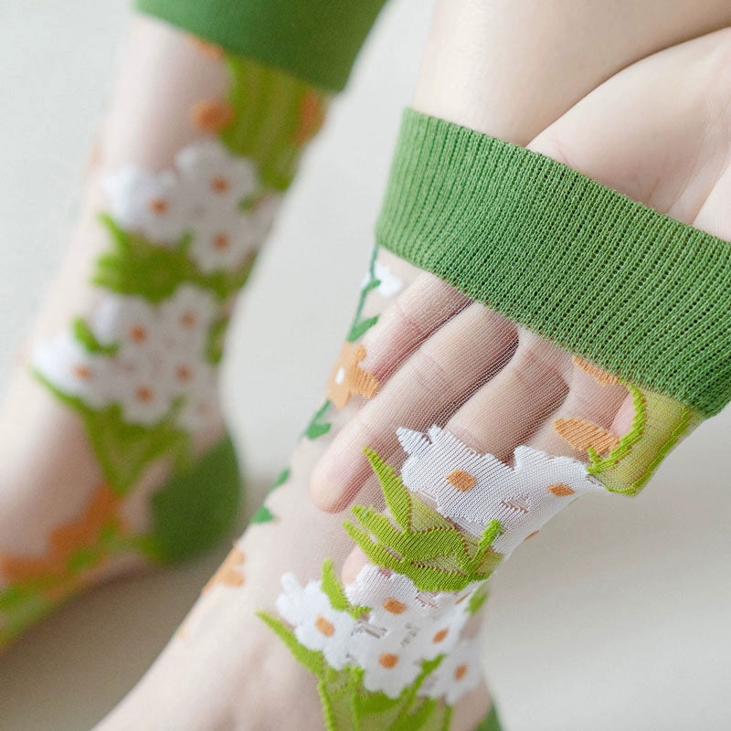 [3 Pairs] Spring and Summer Thin Personalized and Mori Totem Tide Stockings