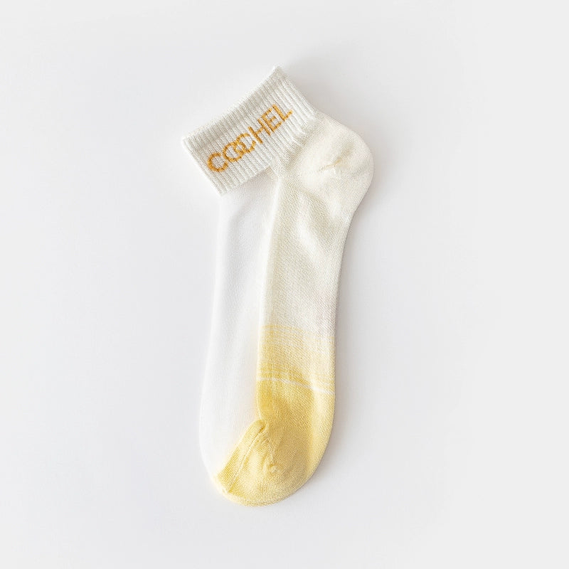 [5 Pairs] Thin Kanekalon Fashionable Letters Summer Breathable Multi-Color Optional Boat Socks