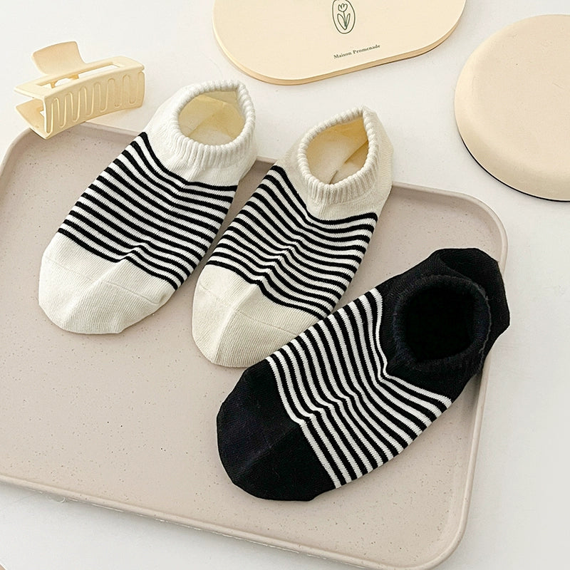 [3 Pairs] Thin Summer Stripes Control Simple and Happy Socks