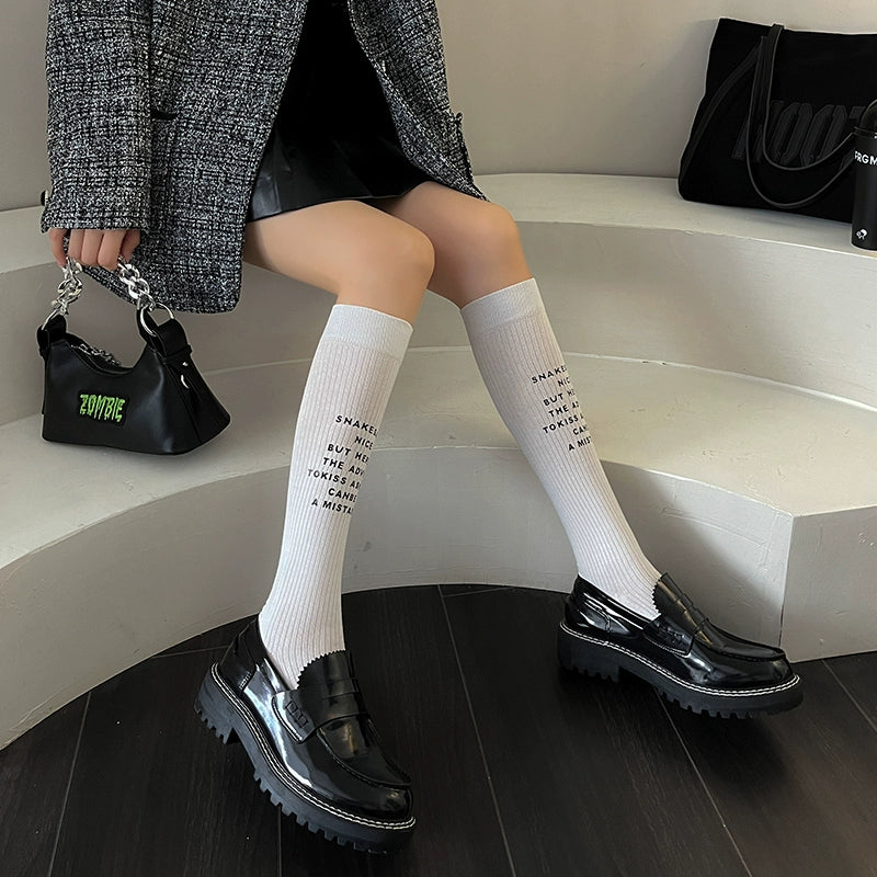 Spring and Summer Letters Calf Socks Simple and Generous