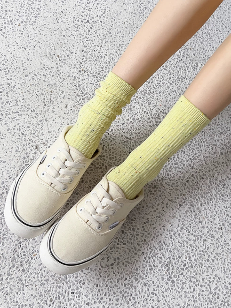 [5 Pairs] Spring and Summer NEPs Yarn Simple and Elegant Tube Socks