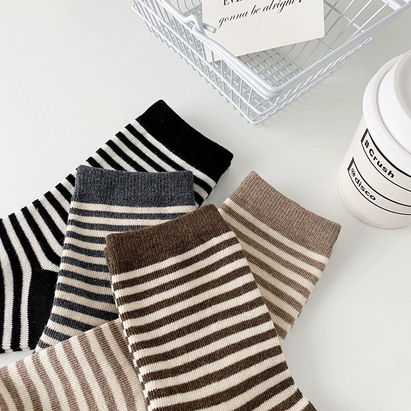 [2 Pairs] Spring and Summer Classic Striped Pure Cotton Comfortable Breathable and Fashionable